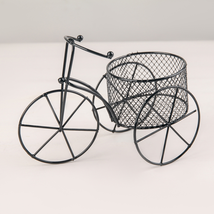 фото Подставка для цветов доляна «велосипед», d=8 см, 18×10×13 см, цвет чёрный