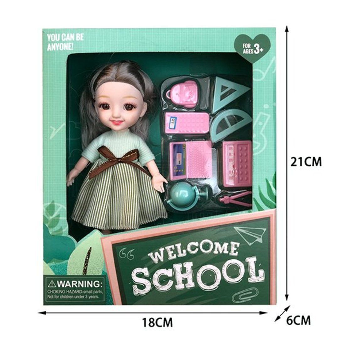 

Игр.наб."Школа", в компл. кукла 16см., предм. 8шт., кор.