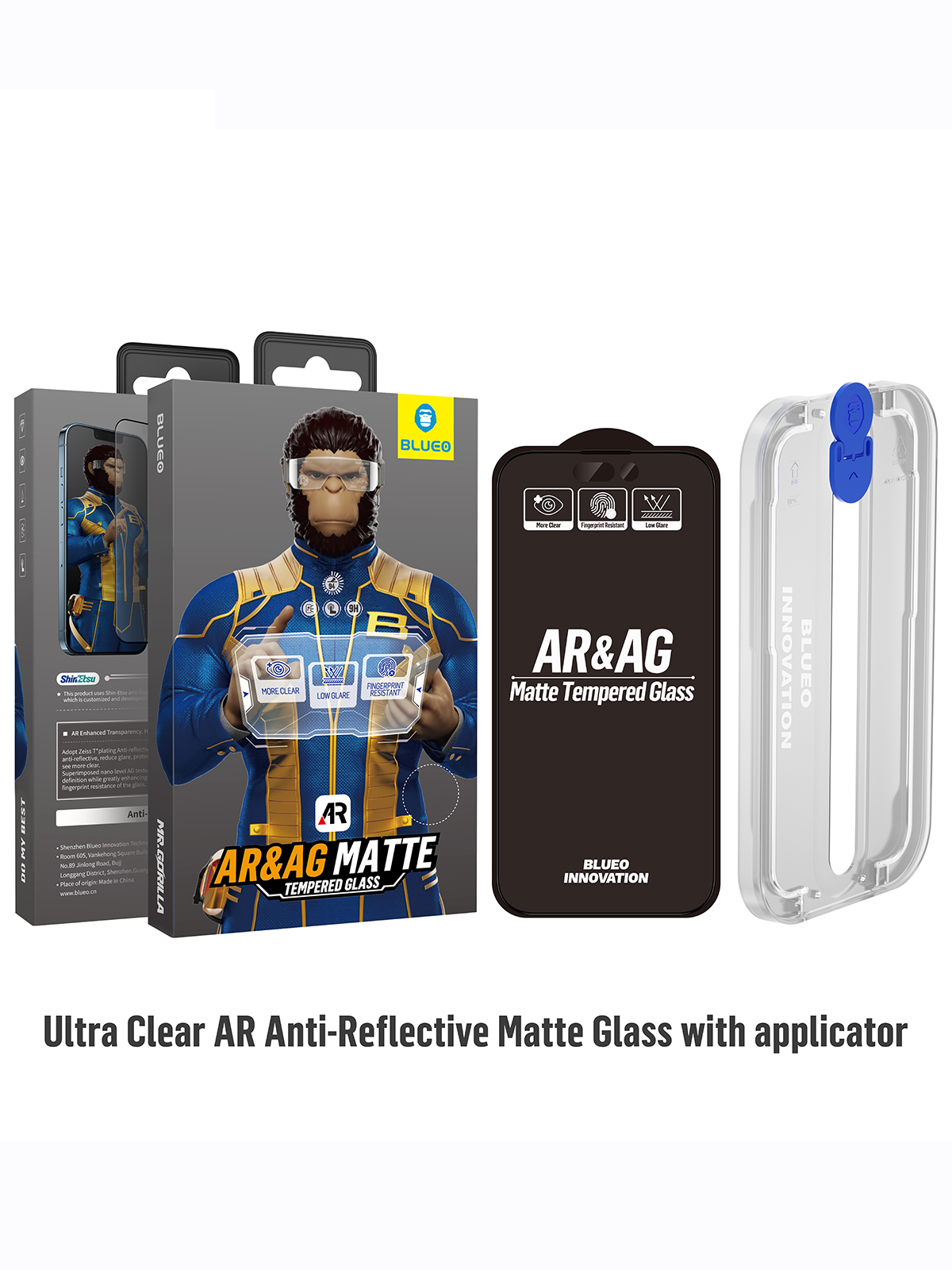 Защитное стекло BlueO для iPhone 14 Pro ультра-прозрачное матовое Black
