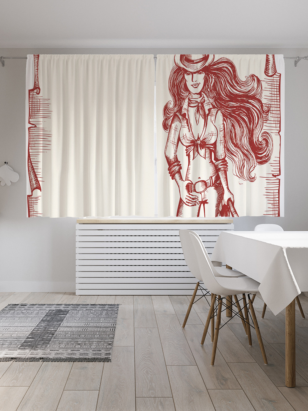 

Шторы с фотопечатью JoyArty "Симпатичный ковбой" из сатена, 290х180 см