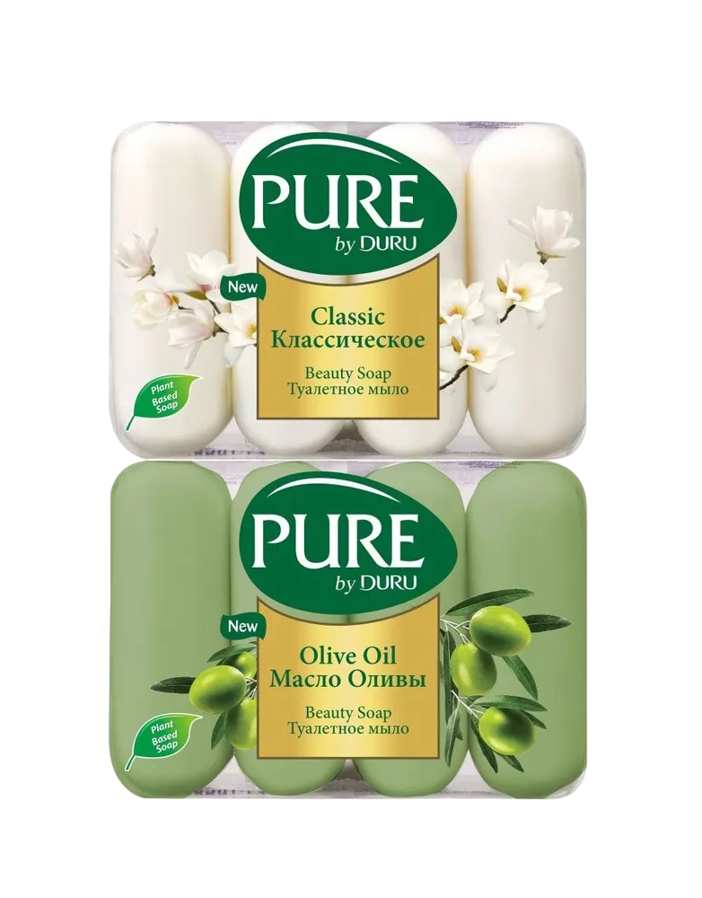 

Мыло Pure by DURU Масло оливы + Классическое, 4х85 г, 2 упаковки