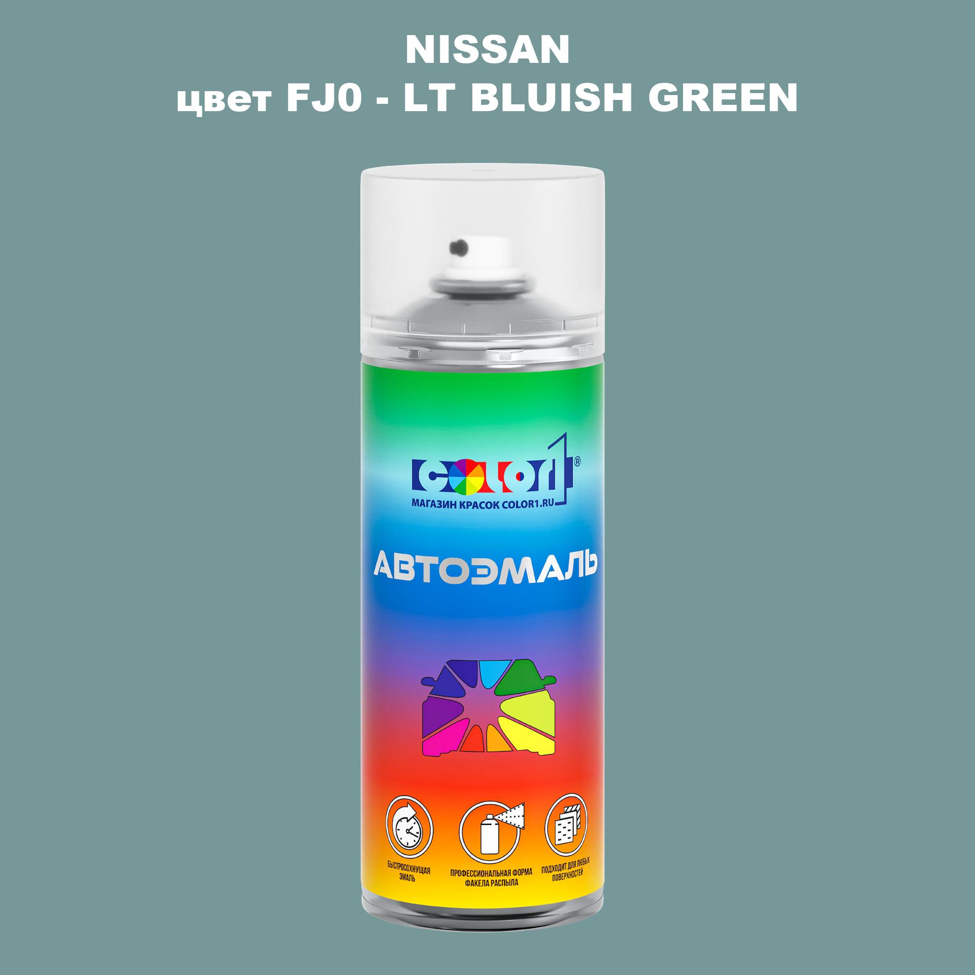 

Аэрозольная краска COLOR1 для NISSAN, цвет FJ0 - LT BLUISH GREEN, Зеленый