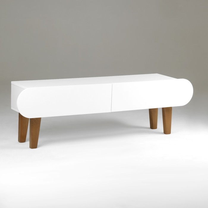 

Клик Мебель Тумба под ТВ Пандора 2, 1400х340х410, Белый/Белый МДФ