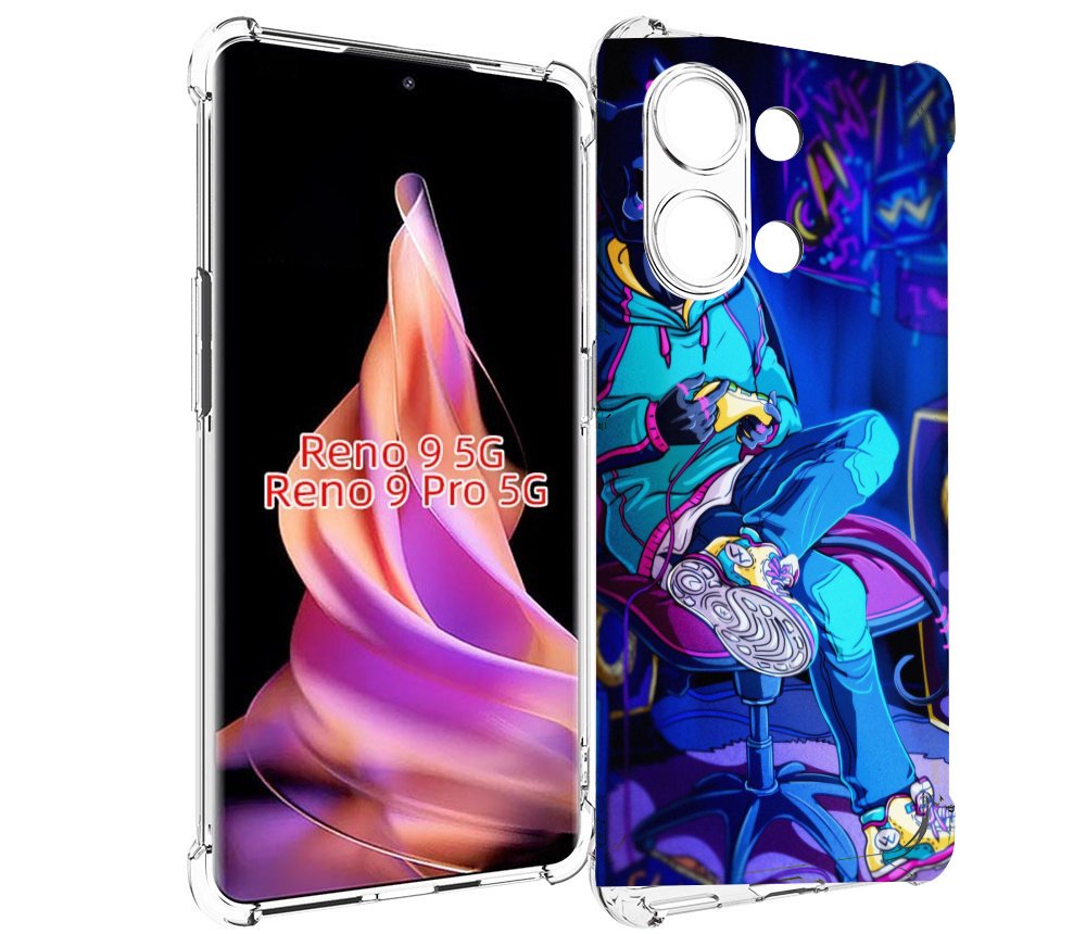 

Чехол MyPads киберпанк игрок для Oppo Reno 9/Reno 9 Pro, Прозрачный, Tocco