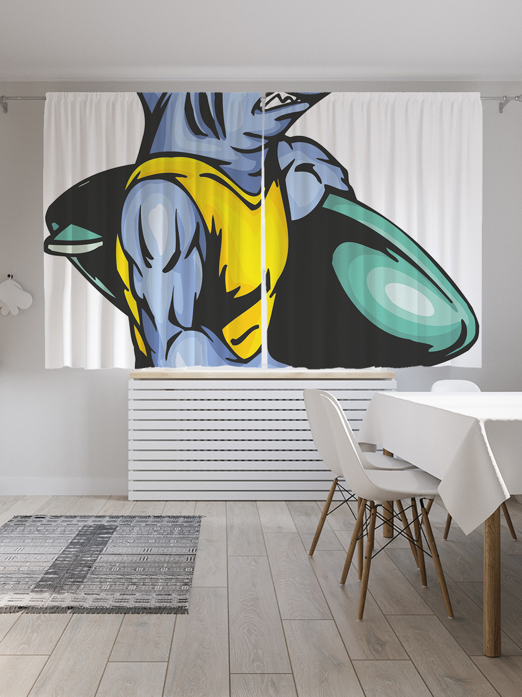 

Шторы с фотопечатью JoyArty "Акула серфингист" из сатена, 290х180 см