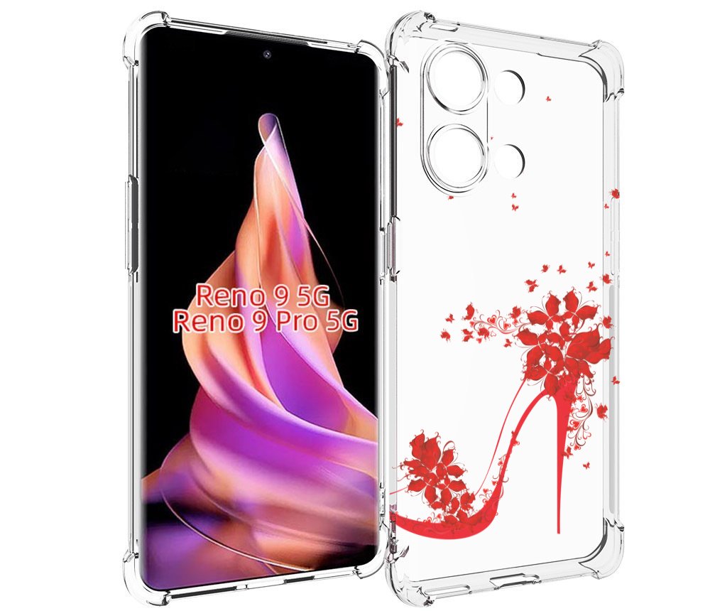 

Чехол MyPads каблук-в-цветах для Oppo Reno 9/Reno 9 Pro, Прозрачный, Tocco