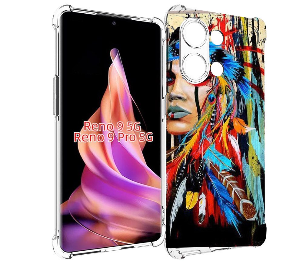 

Чехол MyPads индеец расписной для Oppo Reno 9/Reno 9 Pro, Прозрачный, Tocco