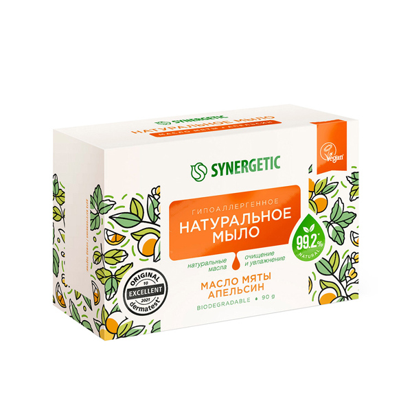 Купить Мыло туалетное Synergetic масло мяты и апельсин, натуральное1 шт