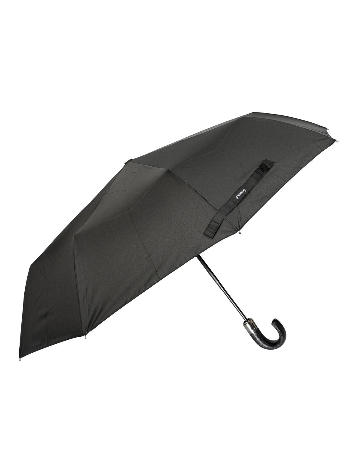 Зонт мужской Lantana Umbrella LAN823 черный матовый/кожаный крюк