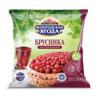 

Брусника Вологодская Ягода быстрозамороженная 300 г