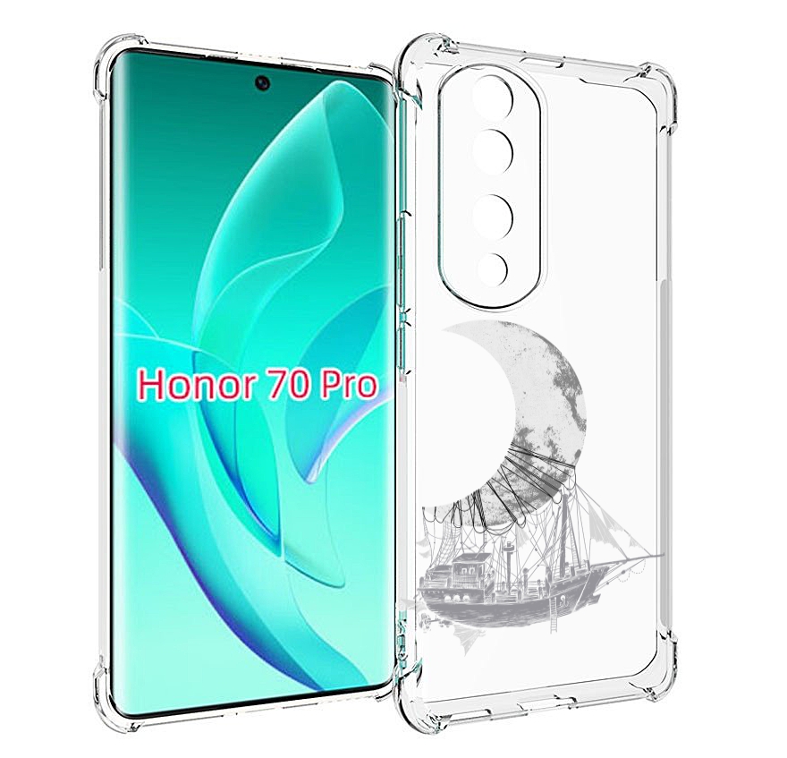 

Чехол MyPads черно белый корабль полумесяц для Honor 70 Pro / 70 Pro Plus, Прозрачный, Tocco
