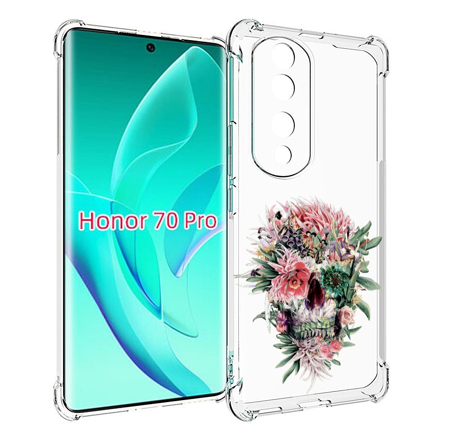

Чехол MyPads череп из цветов для Honor 70 Pro / 70 Pro Plus, Прозрачный, Tocco
