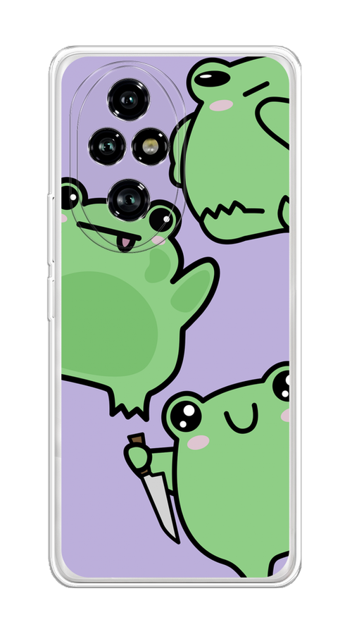 

Чехол на Honor 200 Pro "Опасные лягушата", Фиолетовый;зеленый;черный, 6124850-1