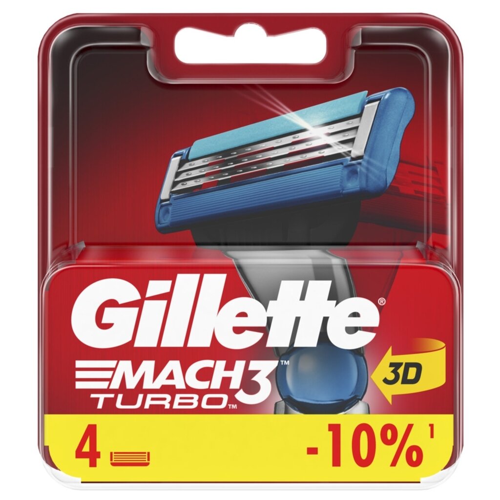Сменные кассеты для бритв Gillette Mach3 Turbo для мужчин, 4 шт.
