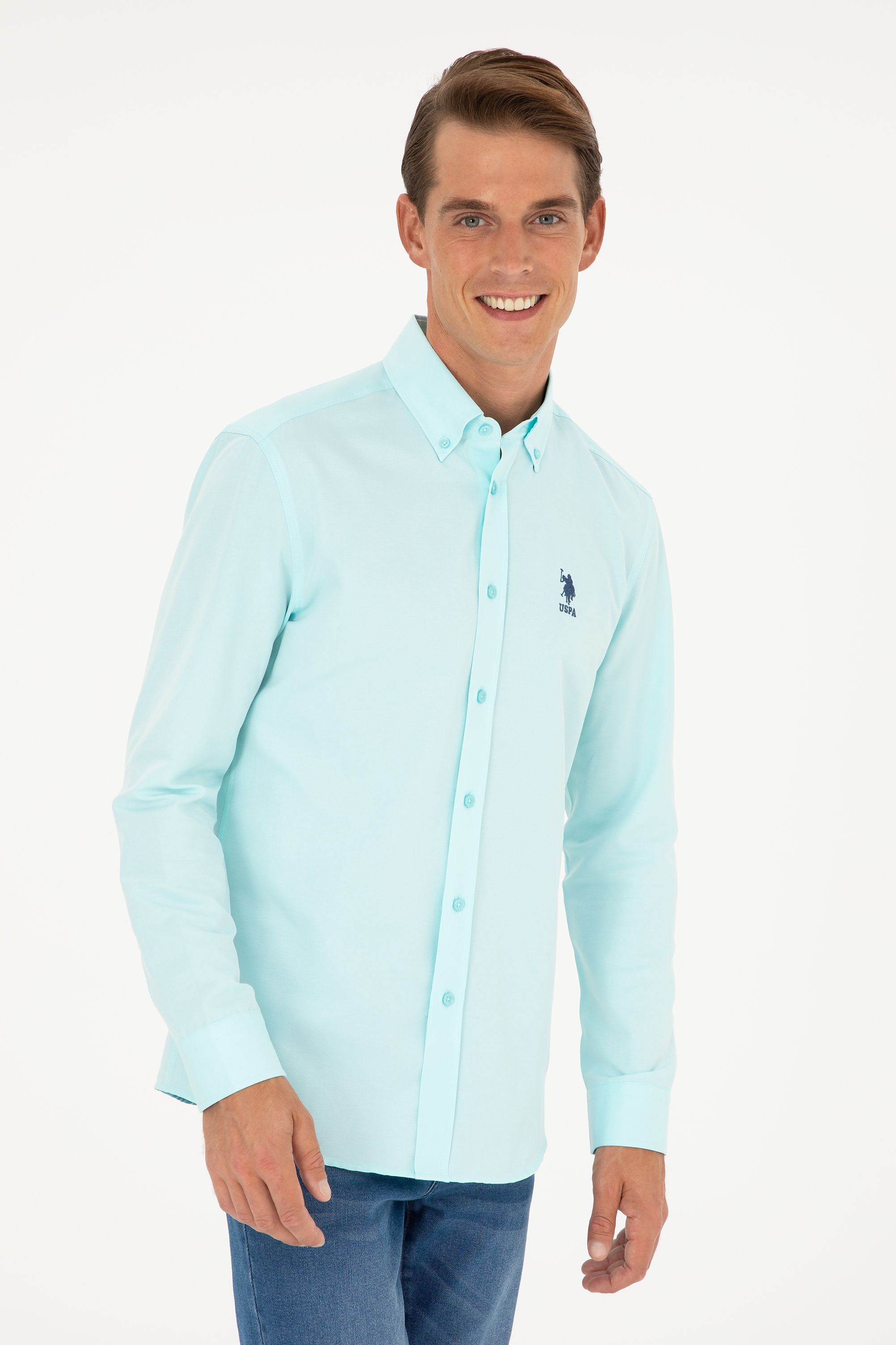 

Рубашка мужская U.S. POLO Assn. G081GL0040GOX024Y бирюзовая S, Бирюзовый, G081GL0040GOX024Y