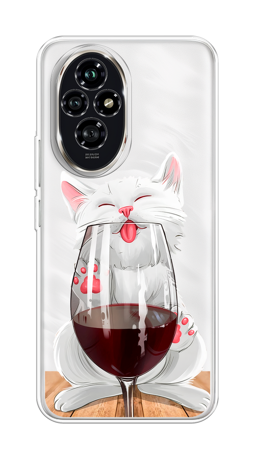 

Чехол на Honor 200 "Кот с бокалом", Прозрачный;белый;красный, 6124750-1