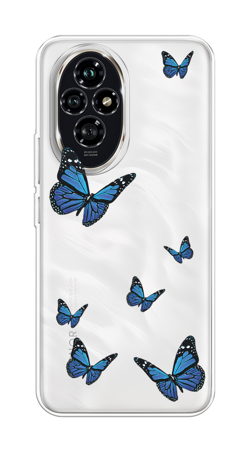 

Чехол на Honor 200 "Blue butterflies", Синий;черный, 6124750-1