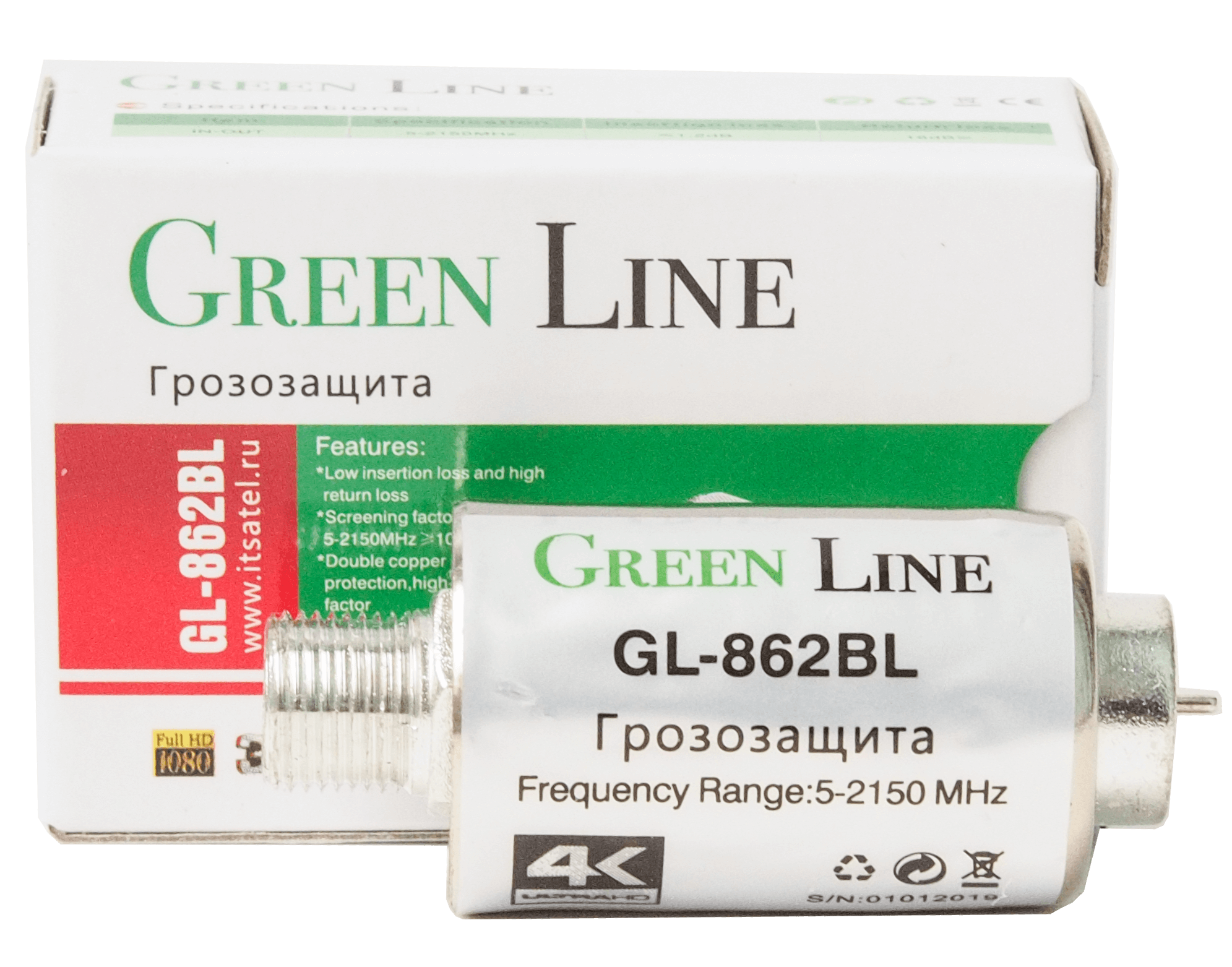 

Грозозащита для антенн Green Line GL-862BL 1шт.
