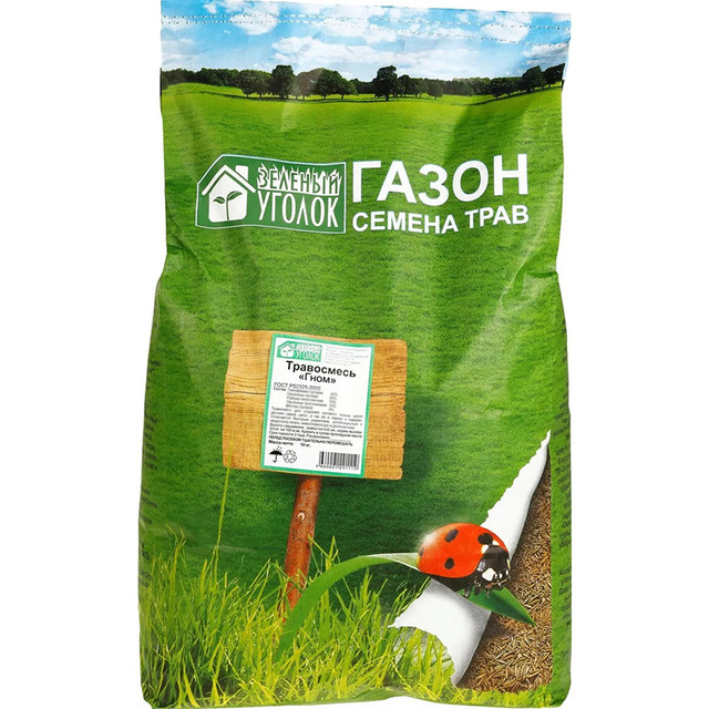 фото Семена газона зеленый уголок смесь трав гном 10 кг