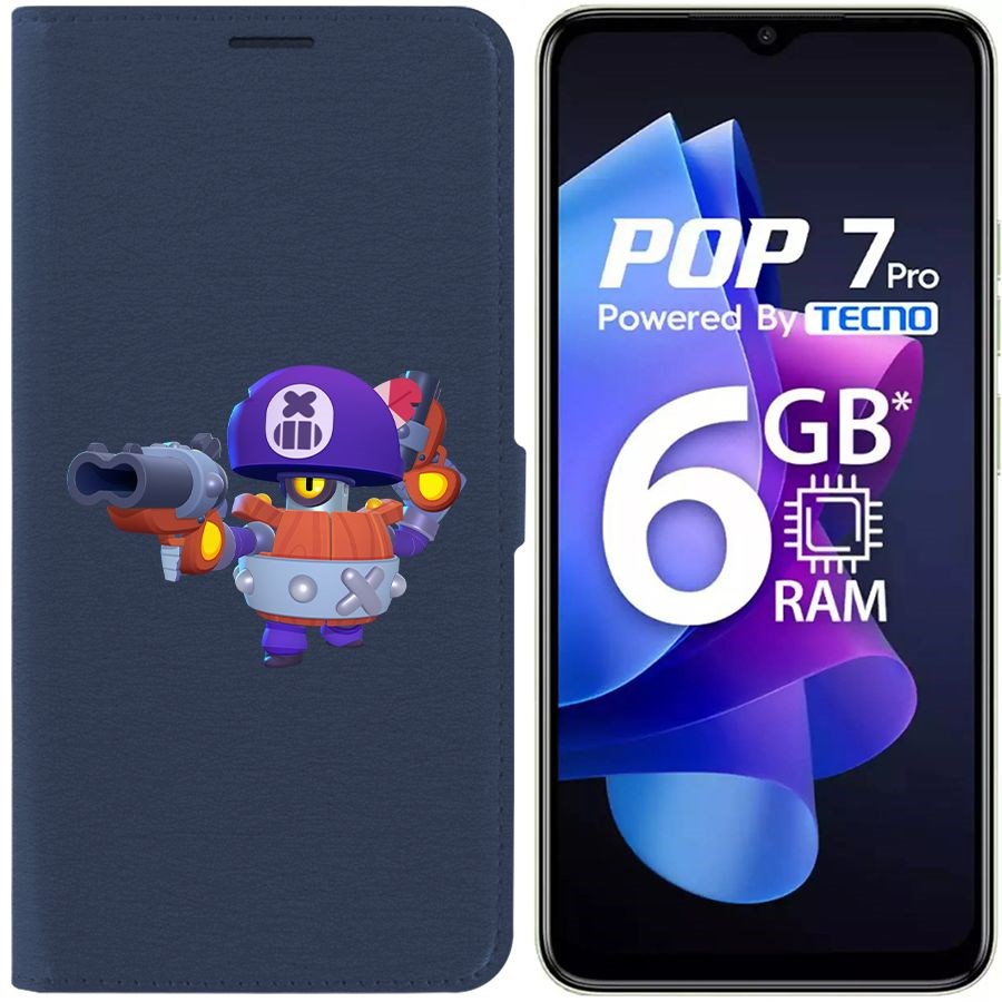 

Чехол-книжка Eco Book для Tecno Pop 7 Pro Brawl Stars-Дэррил
