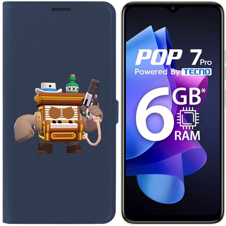 

Чехол-книжка Eco Book для Tecno Pop 7 Pro Brawl Stars-8-Бит из салуна