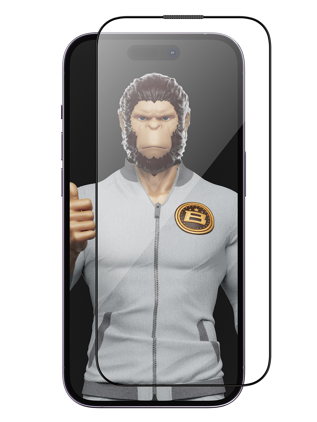 

Защитное стекло BlueO для iPhone 14 Pro Max 3D-эффект с защитной сеткой Black, Large arc Dustproof +installer