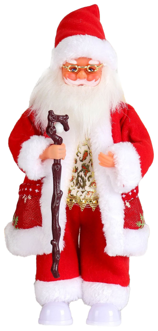 

Дед Мороз "Красная шубка, в очках, в валенках" двигается, с подсветкой, 36 см