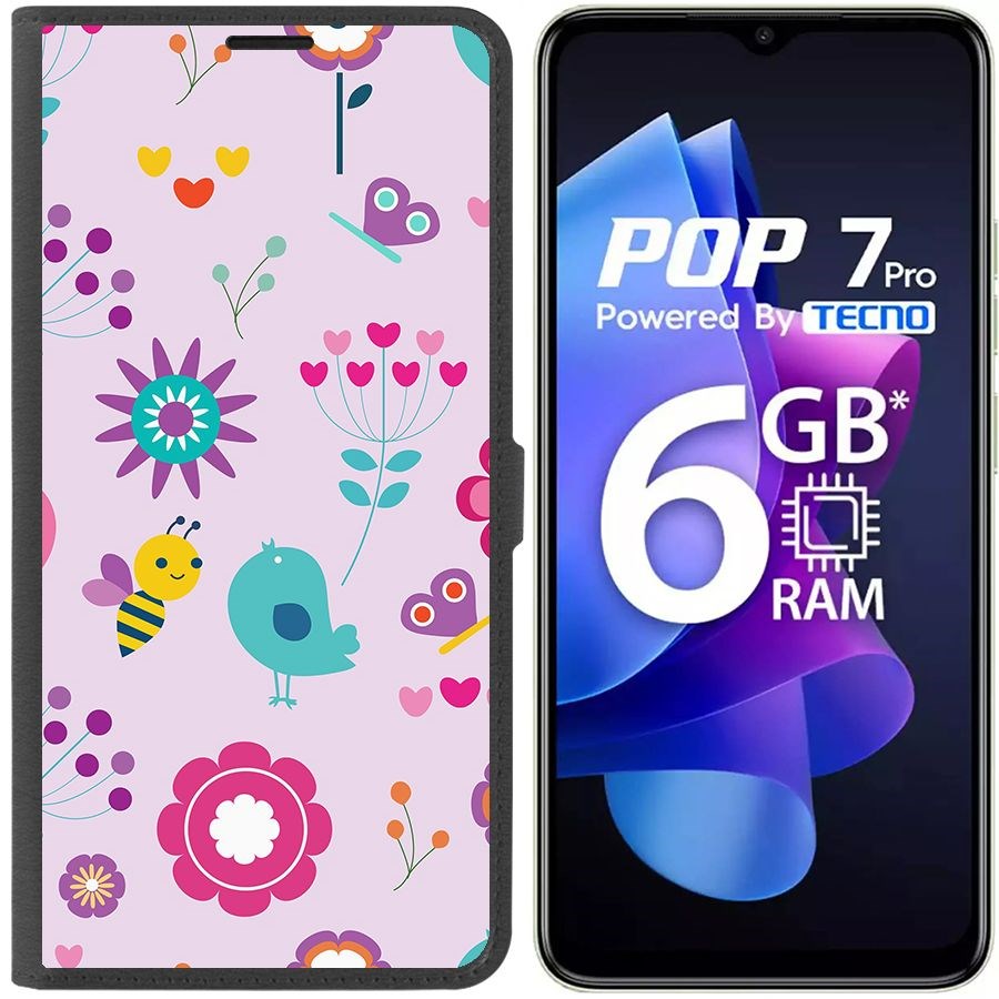 

Чехол-книжка Eco Book для Tecno Pop 7 Pro Цветочный паттерн 8