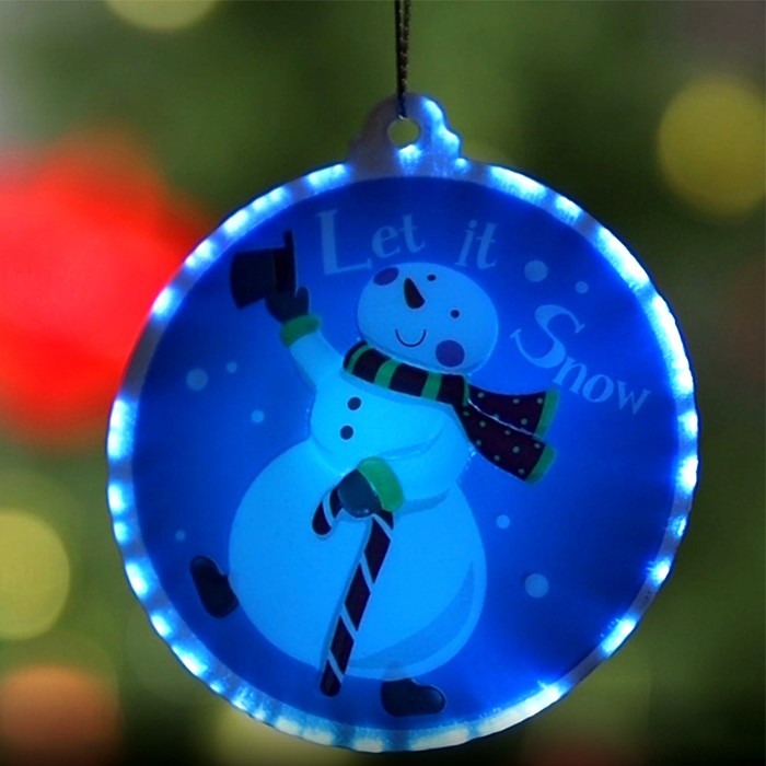 

Елочная игрушка Luazon Lighting Снеговик световая 7706019 8 см 2 шт. белый синий, Снеговик