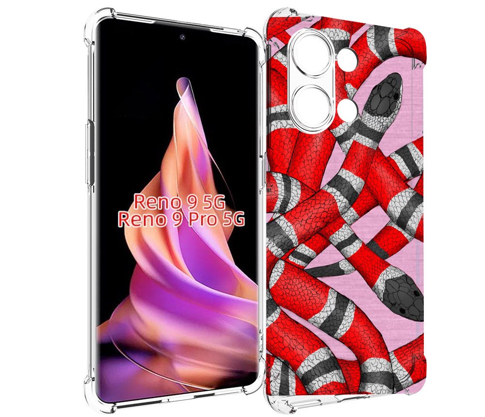 

Чехол MyPads змея-красно-черно-белый для Oppo Reno 9/Reno 9 Pro, Прозрачный, Tocco
