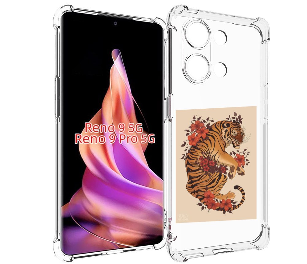 

Чехол MyPads злой-тигр-с-цветами для Oppo Reno 9/Reno 9 Pro, Прозрачный, Tocco