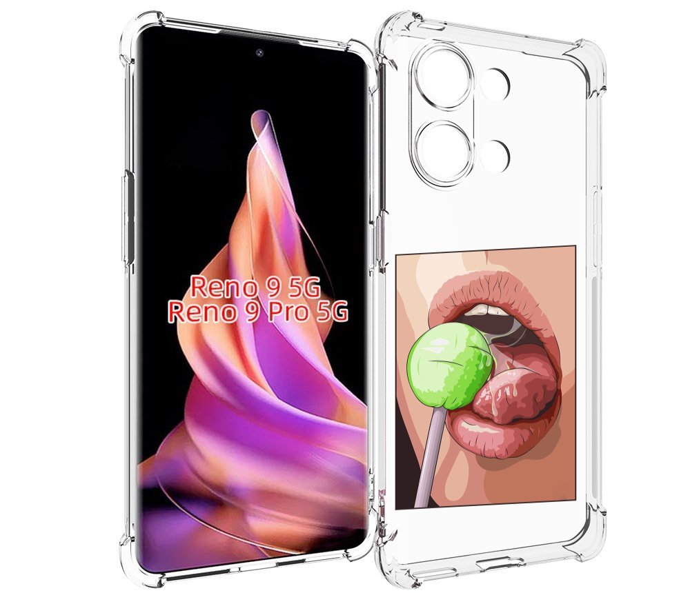 

Чехол MyPads зеленый-чупа-чупс женский для Oppo Reno 9/Reno 9 Pro, Прозрачный, Tocco