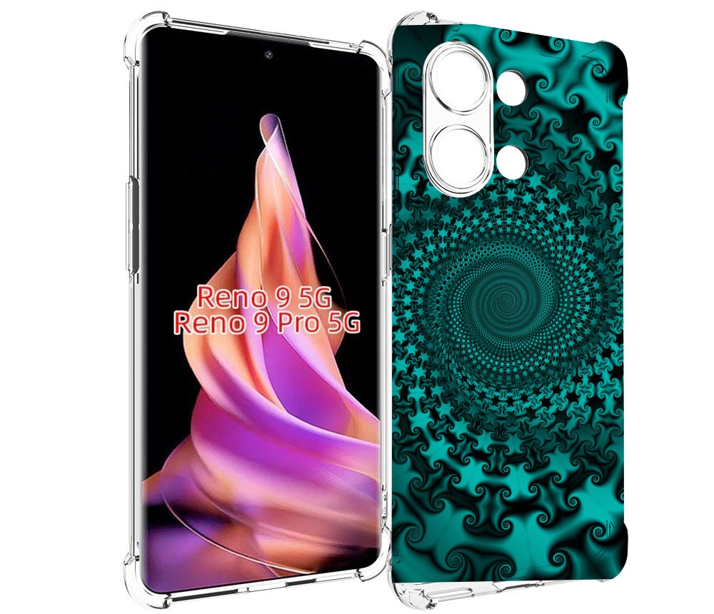 

Чехол MyPads зеленый-гипноз для Oppo Reno 9/Reno 9 Pro, Прозрачный, Tocco