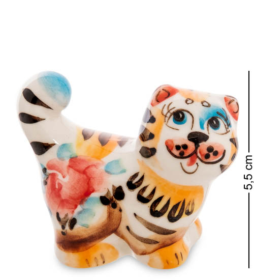 

ГЛ-609 Фигурка Кот-Хвост нов. цв. (Гжельский фарфор)