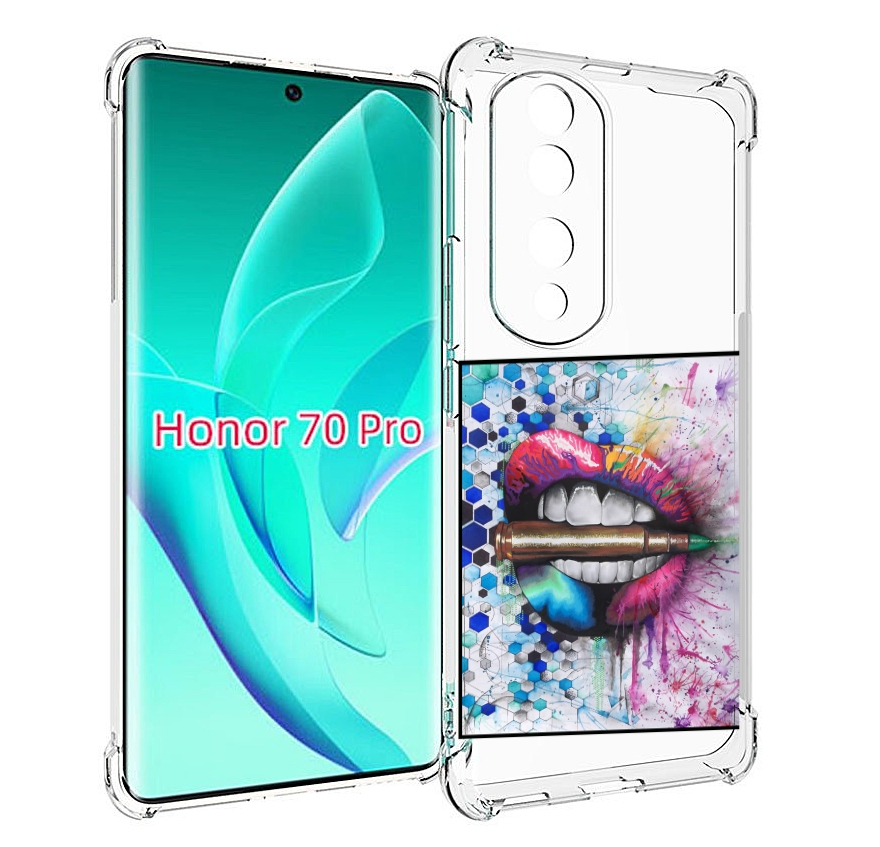 

Чехол MyPads разноцветные губы с пулей для Honor 70 Pro / 70 Pro Plus, Прозрачный, Tocco