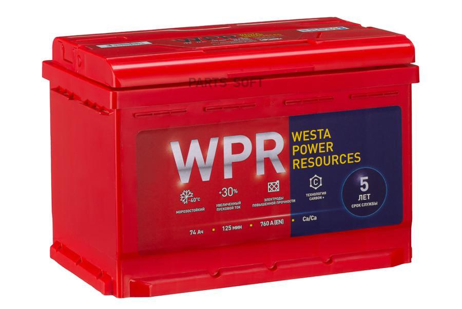 Аккумулятор Wpr 74 А/Ч Прямая L+ 276x175x190 En760 А WPR battery арт. 574111310