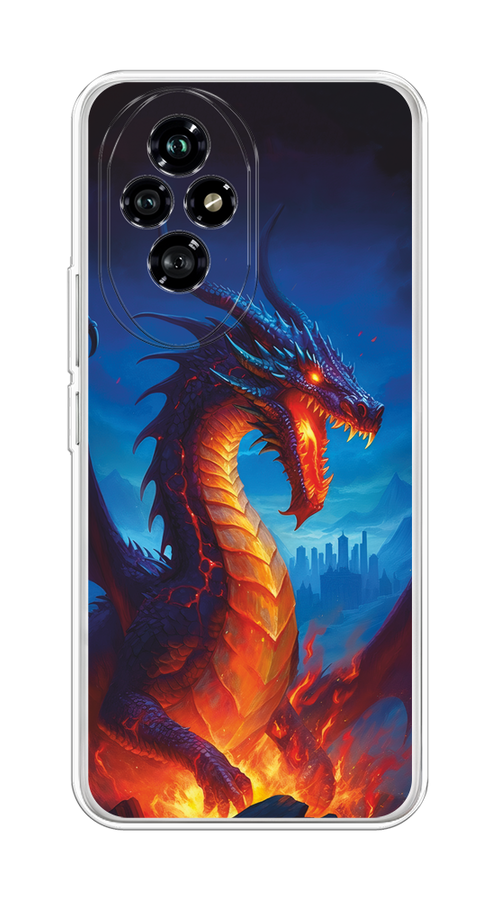 

Чехол на Honor 200 "Дракон над лавой", Оранжевый;коричневый;синий, 6124750-1