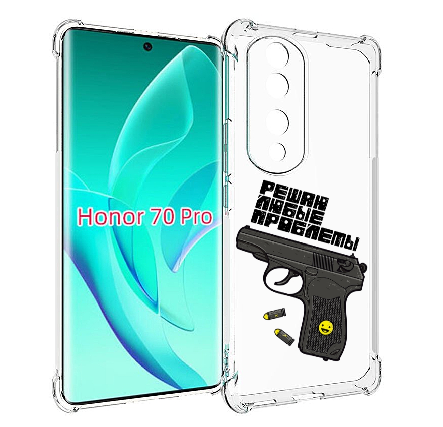 

Чехол MyPads пистолет против проблем для Honor 70 Pro / 70 Pro Plus, Прозрачный, Tocco
