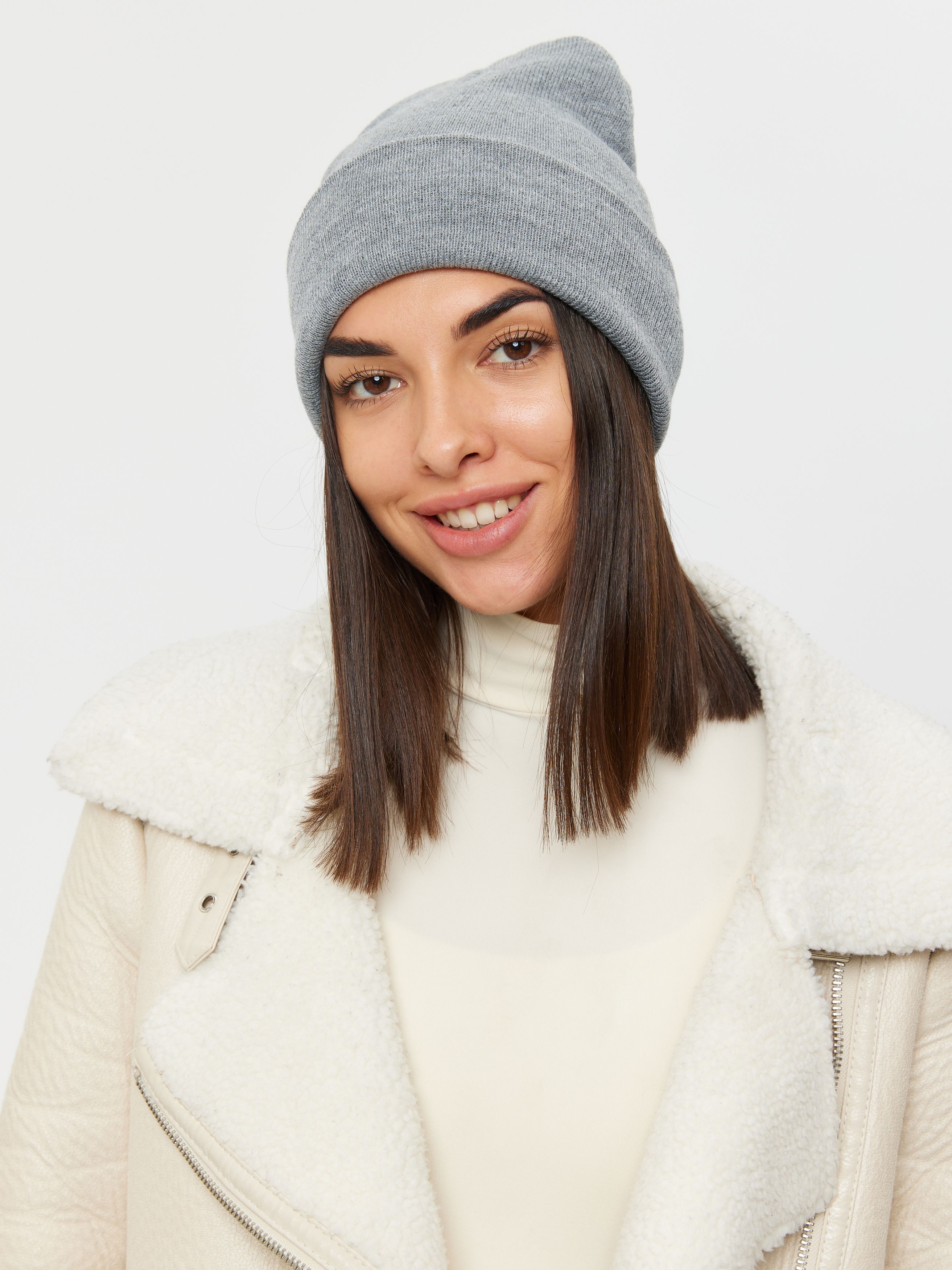 Шапка бини женская WLOO Tacheng Tiancheng Trade серая one size