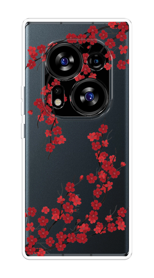 

Чехол на Tecno Phantom X2/X2 Pro "Красная сакура", Красный;черный, 303350-2