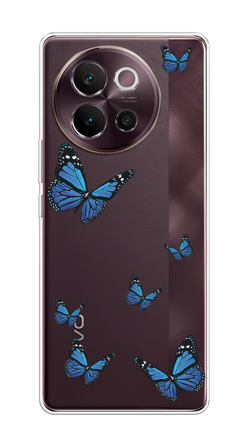 

Чехол на Vivo V40 Lite 5G "Blue butterflies", Синий;черный, 2611550-1