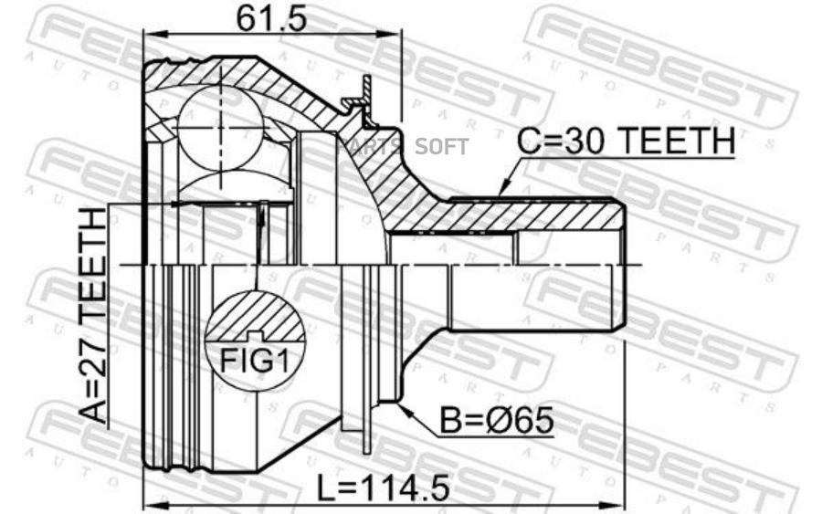 

Шрус Наружный 27x65x30 Mercedes Benz A Class W176 1610-156 Febest арт. 1610-156