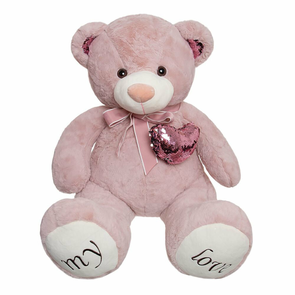 Мягкая игрушка To-ma-to Мишка с сердцем розовый 60 см