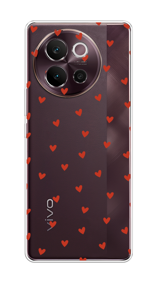 

Чехол на Vivo V40 Lite 5G "Red hearts", Красный;прозрачный, 2611550-1