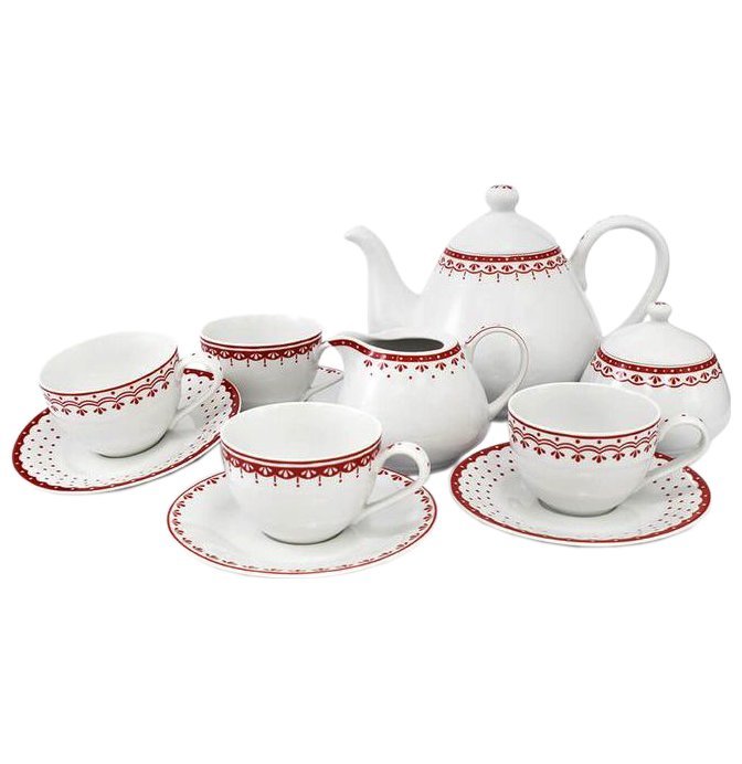 фото Чайный сервиз на 4 персоны 11 предметов leander "hyggelyne красные узоры" 158498