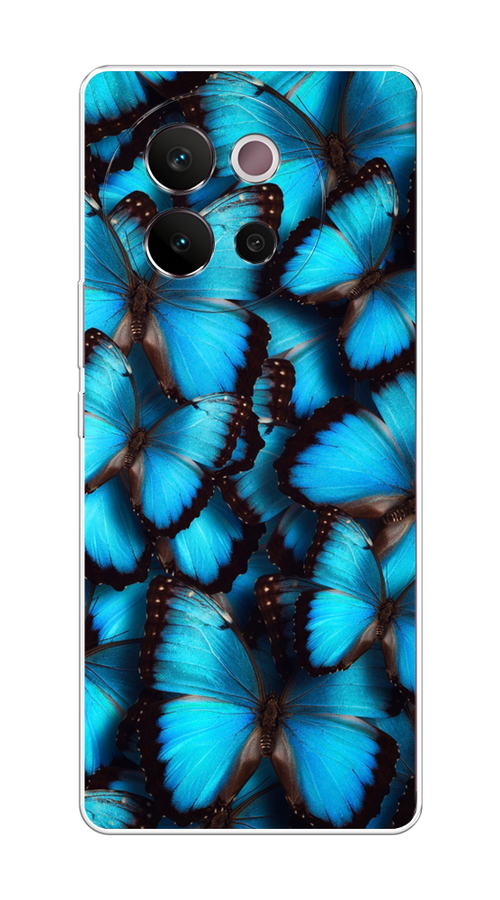 

Чехол на Vivo V40 Lite 5G "Тропическая бабочка 2", Голубой;черный, 2611550-1