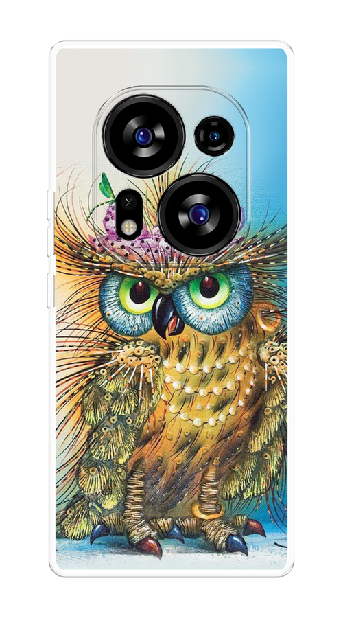 

Чехол на Tecno Phantom X2/X2 Pro "Модная сова", Коричневый;голубой, 303350-1