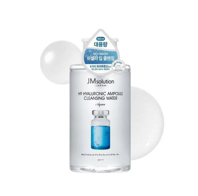 Очищающая вода JMsolution гиалуроновая H9 Hyaluronic Ampoule Cleansing Water Aqua очищающая вода с экстрактом зеленого чая