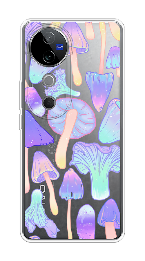 

Чехол на Vivo V40 "Пастельные грибы", Фиолетовый;голубой, 2611450-1