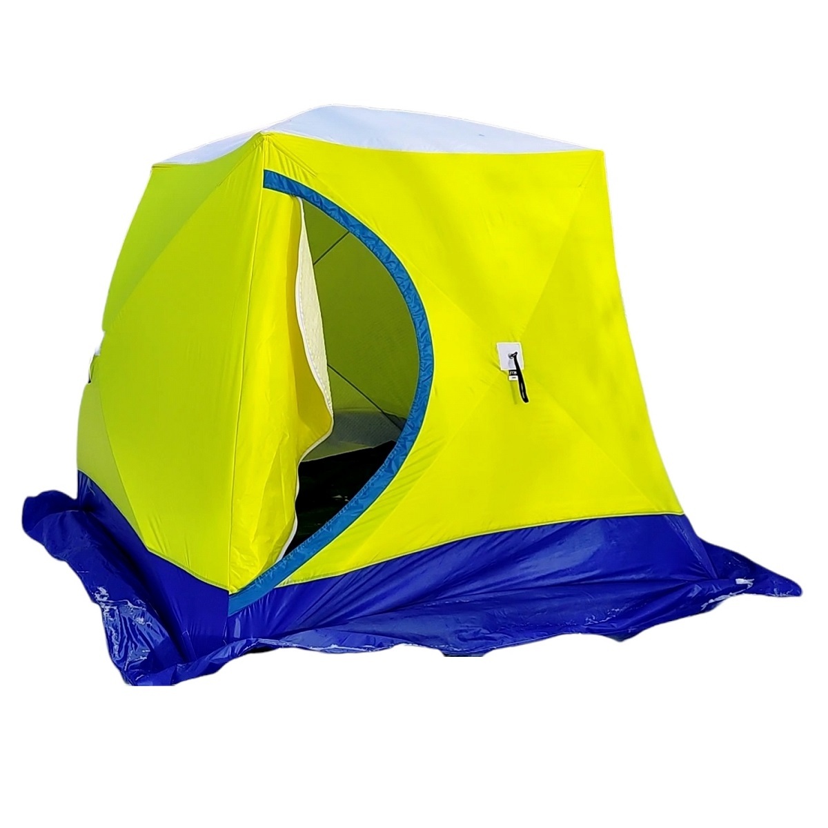 Палатка Стэк Куб трехслойная, для рыбалки, 3 места, желтый/синий
